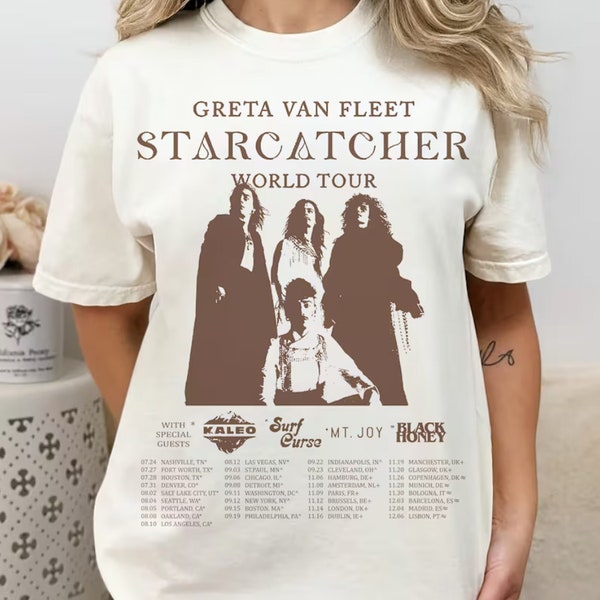 Starcatcher World Tour 2023 Tshirt, Dream In Gold Tour, Starcatcher Tour Tee, Vintage Greta New Album Tour Shirt, Greta Van 1460125158
