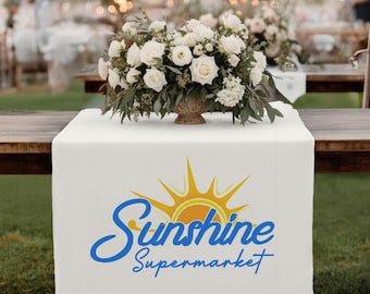 Custom Logo Table Runner for Vendor Booths | Personalized Linen or Canvas Table Banner, Farmers Market Display, Branding Decor 121P8T0