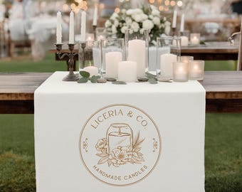 Custom Table Runner with Logo, Personalized Linen Banner for Market Booth, Wedding Decor, Business Display, Trade Show Tablecloth 121RNY0