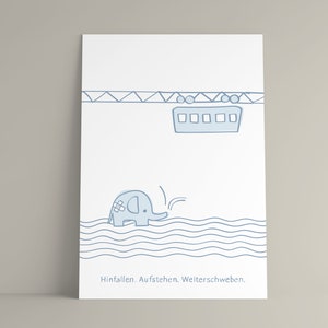 Postkarte Hinfallen & Aufstehen / Schwebebahn in Wuppertal / Grußkarte für Mutter, Vater, Schwester, Freundin, Mann / Trost, gute Besserung