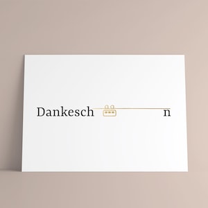Postkarte Dankeschön / Schwebebahn & Wuppertal / Spruch, Typografie, Grußkarte / Karte mit Veredelung / Prägung in gold