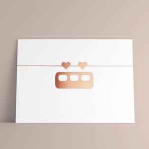 Postkarte Herzibahn / Schwebebahn & Wuppertal / Illustration, Zeichnung, Grußkarte / Karte mit Veredelung / Prägung in roségold