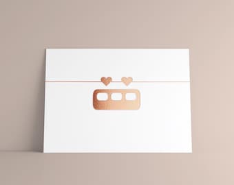 Postkarte Herzibahn / Schwebebahn & Wuppertal / Illustration, Zeichnung, Grußkarte / Karte mit Veredelung / Prägung in roségold
