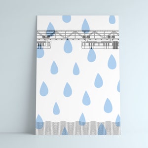 Postkarte Regen / Schwebebahn & Wuppertal / Illustration, Zeichnung, Grußkarte /  Mutter, Vater, Freundin, Mann, Schwester