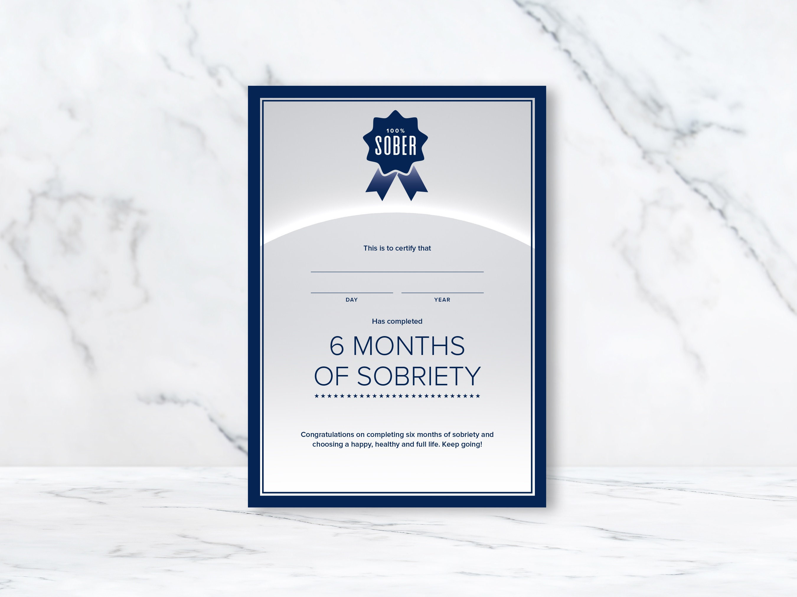 6 Months Sober Certificate - Digital Download - Etsy