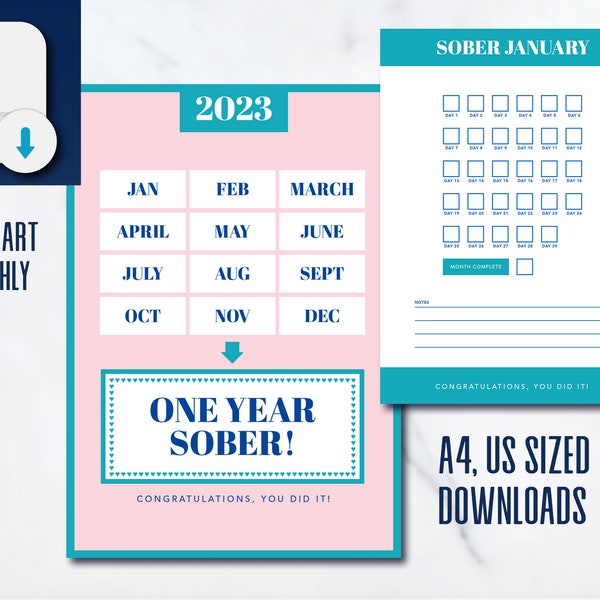 Printable Sobriety Calendar Etsy