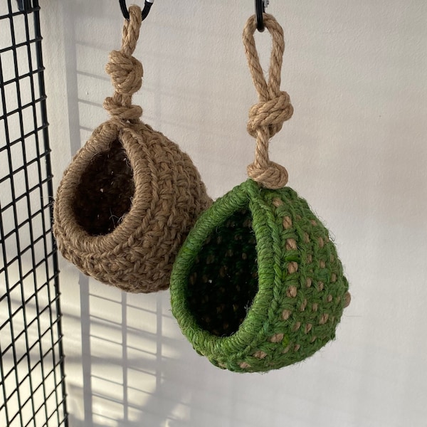 Hanging Small Pet Bed Crocheted Hamster Hammock Mouse Hideout Sugar Glider Hanging House Tiny House for Mice Hamster Cage Accessories