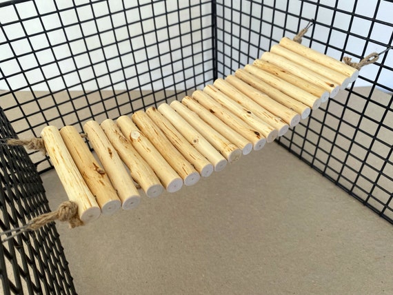 Houten brug voor hamsters van natuurlijke hout hangende brug knaagdier kooi accessoires kleine huisdier ladder voor kooi rat ladder chinchilla richel - België
