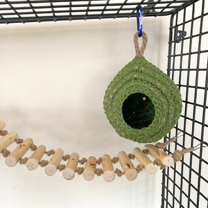 Amaca per topi all'uncinetto appesa piccola cuccia per animali domestici nascondiglio per topi petauro dello zucchero casa sospesa piccola casa per accessori per gabbie per criceti biancheria da letto per ratti