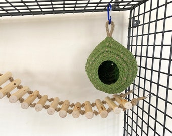 Crocheted Mice Hammock Hanging Small Pet Bed Mouse Hideout Sugar Glider Hanging House Tiny House for Hamster Cage Accessories Rat Bedding