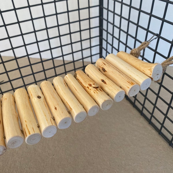 7cm / 2.75in Wide Wooden Hanging Bridge Rodent Cage Accessories Ladder for Small Pet Natural Wood Rat Toy Chinchilla Ledge