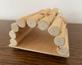 Wooden Tunnel/Bridge Hamster Climbing Toy Wood Hideout for Small Pets Mouse Wood House Exercising Toy Rodent Cage Accessories