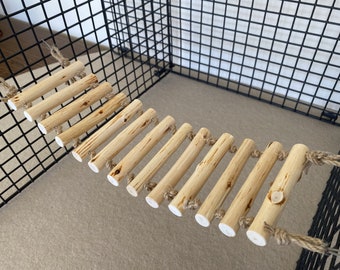 Natural Wood Ladder for Cage Hanging Stairs for Birds Cage Accessories Parrot Toy Wooden Pet Ladder Small Animal Bridge