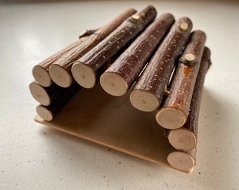 Houten schuilplaats voor kleine huisdieren Hamster klimspeelgoed muis hout huis oefenen speelgoed houten tunnel