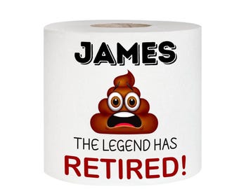 Personalised Retirement Toilet Roll, Funny Leaving Work Gift, Novelty Gag Present for Colleague