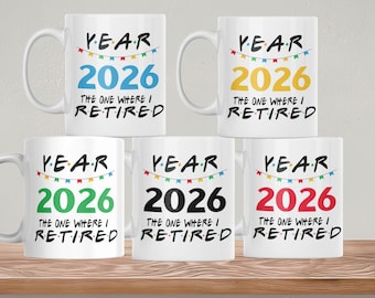 Mok voor mensen die in 2026 met pensioen gaan, een grappig afscheidscadeau van keramiek.