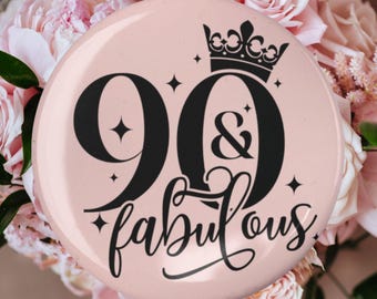 90e verjaardagsbadge roségoud, cadeau voor moeder en oma