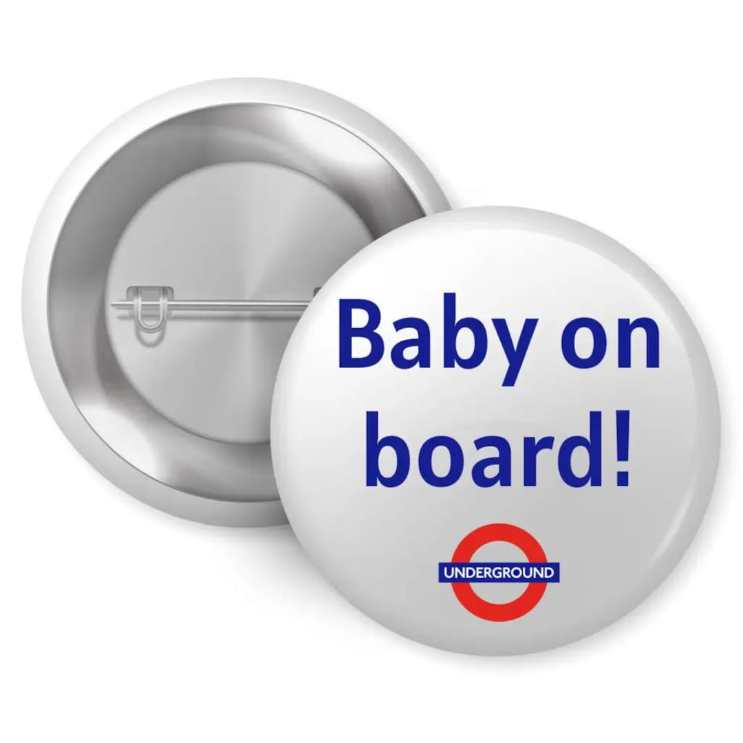 EMUWORKS Baby on Board Badges London Underground Logo , Pregnancy Announcement Pin Button Badge