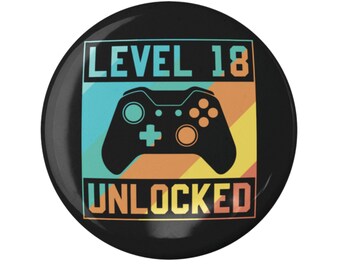 Badge 'Level 18 ontgrendeld', Gamerpin voor je 18e verjaardag