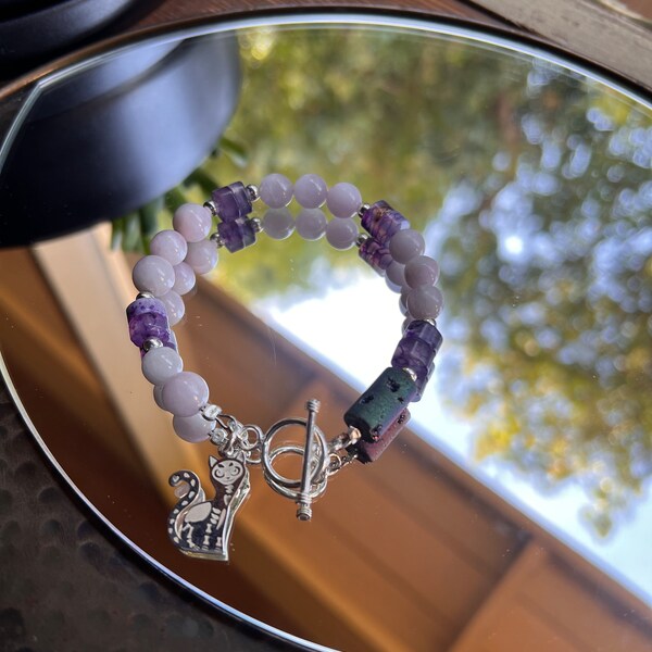 Cat or Dog Gemstone Bracelet | Sterling Silver | Handmade