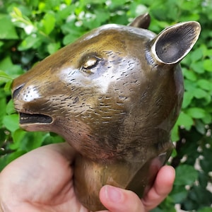 Fengshui 12 Zodiac Copper Mouse head statue Old Chinese Brass Bronze Mouse Beast Bust Sculpture Decor Ornaments for Wealth and Success