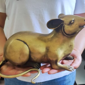 Copper rat sculpture status Decoration tea pet brass,Collect Bronze Feng Shui Auspicious wealth mouse rat Zodiac Animal Huge RAT Talisman 98