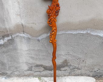 Solid wood Vintage Flowers Cane Walking Stick Hand Carved  Crutch Cane Walking Stick Custom Walking Cane for Men nice gift grandpa