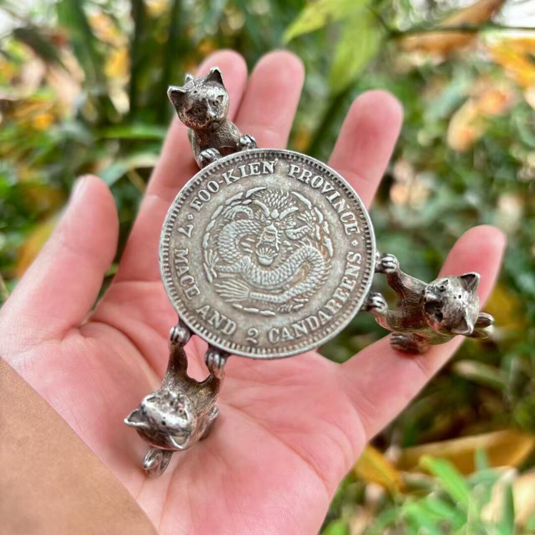 Silver Three Cats Coin Ornament Collectible Historical Art Decor - Etsy