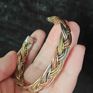 Solid Copper Braided Bracelet Ethnic Style Cuff Bangle Unisex Protective Jewelry