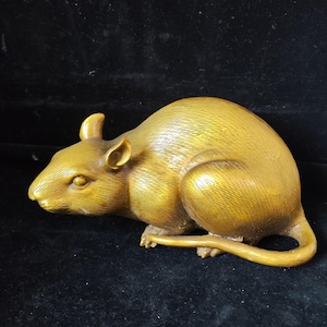 Brass rat sculpture status Decoration tea pet Copper, Collect Bronze Feng Shui Auspicious wealth mouse rat Zodiac Animal Huge RAT Talisman