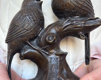 Statua di gazza in fiore in ottone, ornamenti per scrivania da ufficio, scultura di animali selvatici, enorme statua di uccello pregiato, decorazione da tavolo, ornamenti artistici da collezione