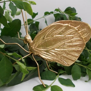 Vintage style fine gold plated brass Dragonfly Statue, Butterfly Fortune insect figure ,paperweight toy Collectible Art Garden Yard Decor