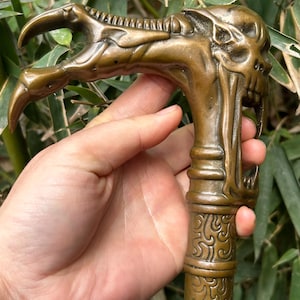 Brass Human Skull Head Handle Walking Cane Antiqued Style Solid Copper Unisex Shaped Walking Sticks Victorian Cane Umbrella Topper fr3852