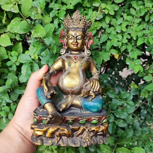 Yellow Jambhala Buddha Statue Tibetan Buddhism Tantric God of Wealth Deity Mala Bodhisattva Hindu Praying Meditation buddhist blessing 44223