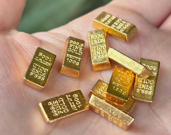 50PCS Tiny Fake Gold Bars For Miniatures - Dollhouse, Fairy Garden & Feng Shui Decor