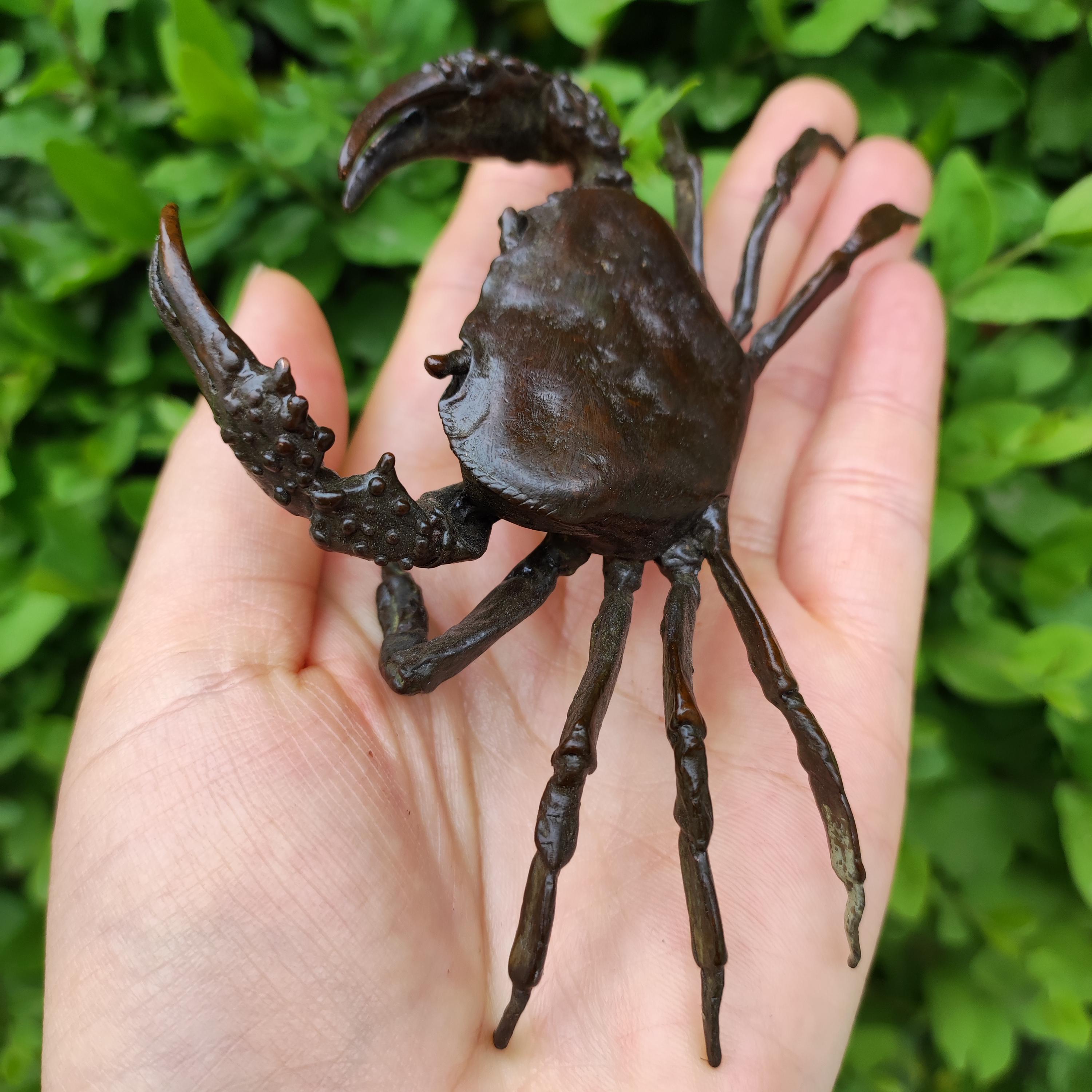 レトロミニチュア赤銅カニ置物モデル装飾海の動物像ホームテーブル