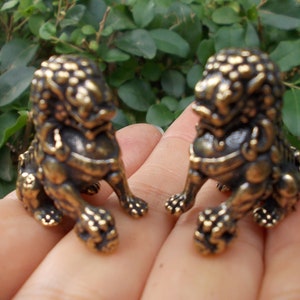 Vtg Vintage style Auspicious mini Foo Dog Door Lion Animal Pair, lion foo dogs Statue, Wealth Feng shui Housewarming Congratulatory fr093