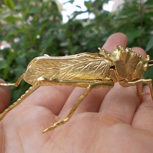 Vtgbrasslover Vtg Vintage style Brass gold colour grasshopper statue ,interesting insect grasshopper dog statue figure paperweight toys gift