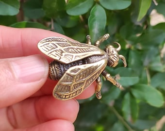 Holen Sie sich 2 Vtgbrasslover Vtg Vintage Stil Messing Honigbiene Statue, Tier süße Biene Figur Dekorationen Briefbeschwerer Tee Haustier Geschenke FengShui Reichtum 28