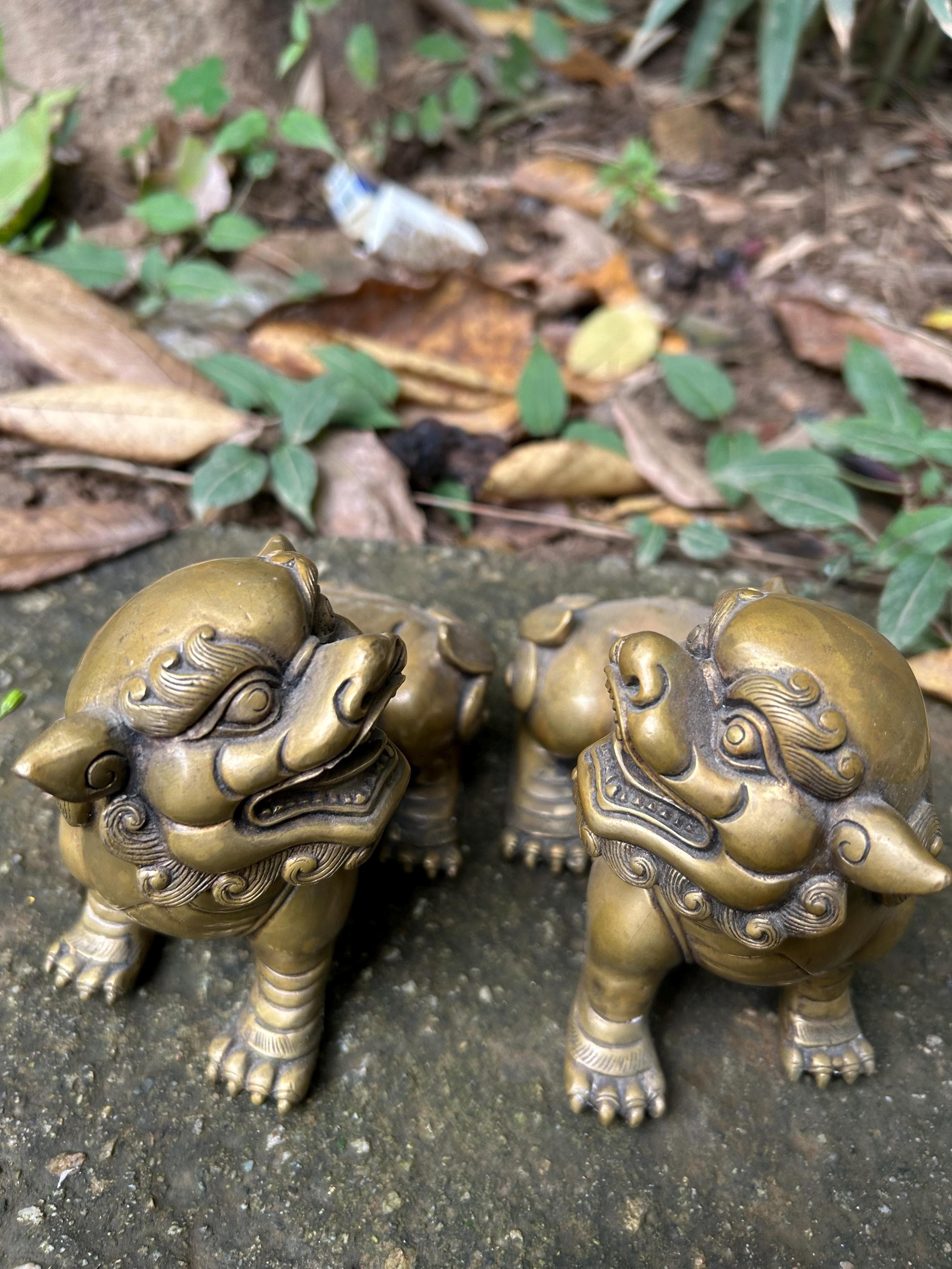 ペア真鍮銅貔貅像DiTing獣装飾DiTingミニチュア真鍮ネパール神話の 