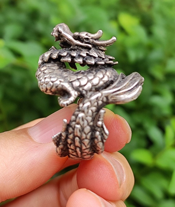 ヴィンテージ 925 スターリングシルバー ドラゴンリング ハンドメイド 