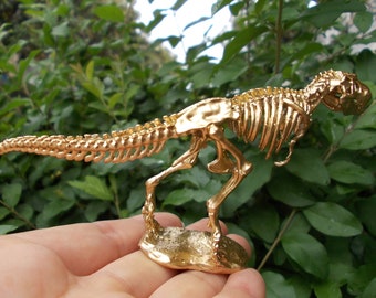 Vtgbrasslover Vtg Vintage style brass Dinosaur skeleton model Fortune  Dinosaur skeleton statue model figure mini toys Christmas gifts