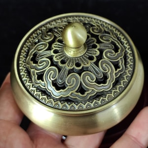 Pure Copper Incense Holder Gift Set with Lid Indoor Incense Decoration Sturdy Burner Cone Coil Incense Burner Ash Catcher with Lid Back flow