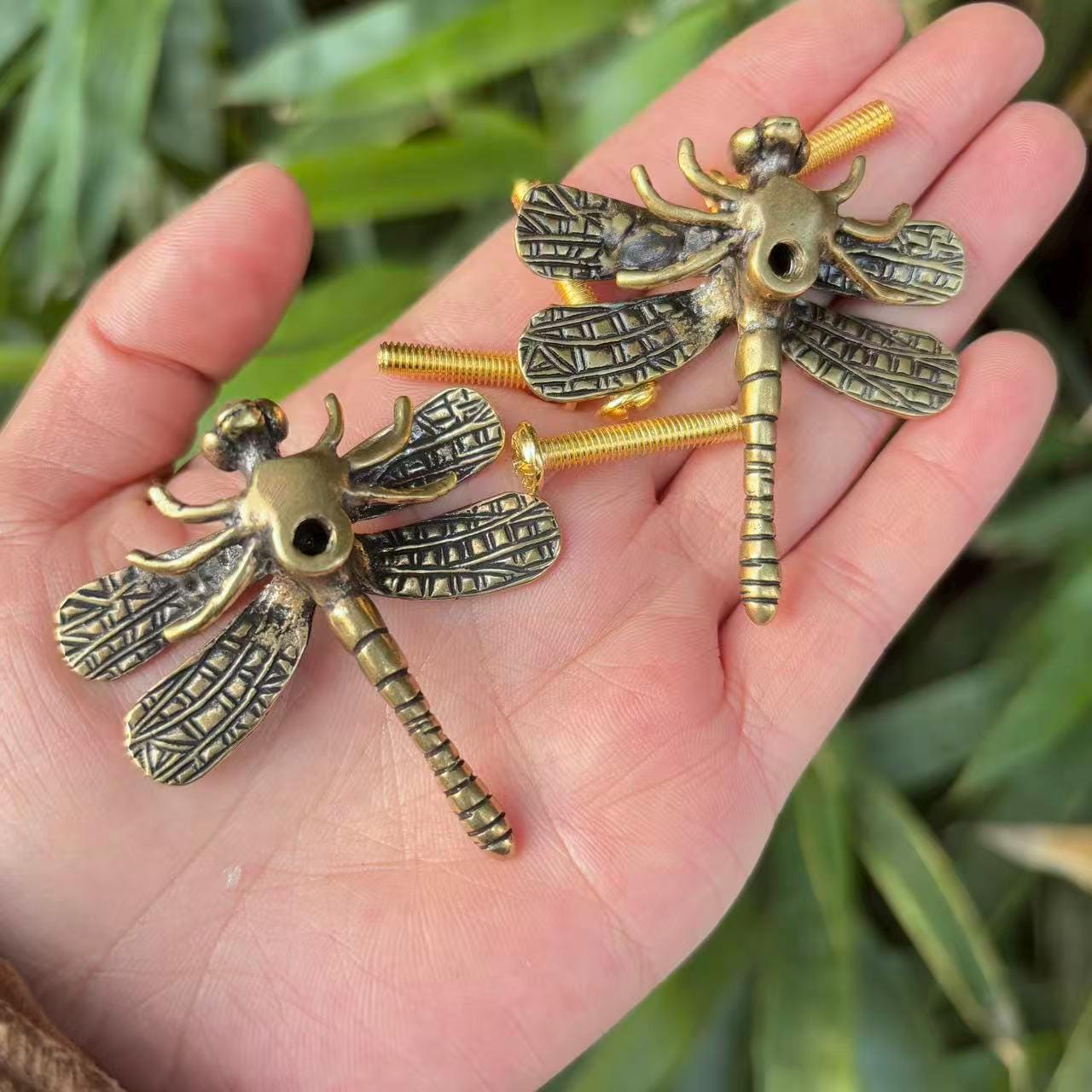 Set of 2,antique Brass Dragonfly Door Handle Chinese Style Cabinet
