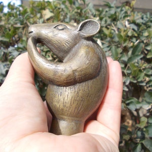 Antique Brass mouse Head Cane, Rat Handle Only For Wooden Walking Stick Cane, walking stick Cast Decorative Fence Tip Toppers Cane Head f861