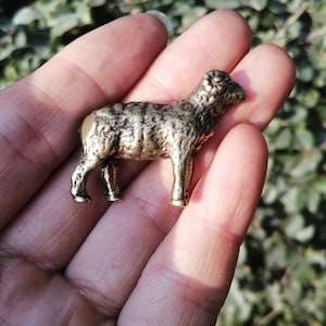 Get 2 Vtg Vintage style Mini Horn Ram copper sheep Statues figure small Ornament, toy gift FengShui Decor Animal 12 Zodiac Year sheep fr382