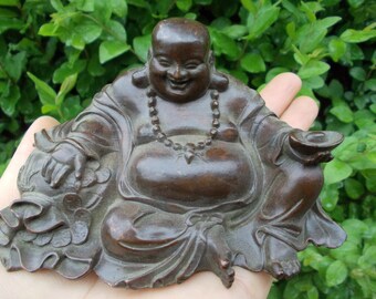銅製笑う仏像、弥勒財福禅装飾（8.5 cm） - Etsy 日本