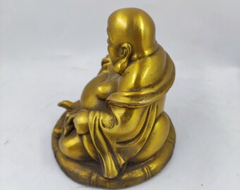 金メッキ銅製、笑う弥勒菩薩像、仏教寺院装飾菩薩像、チベットの笑う