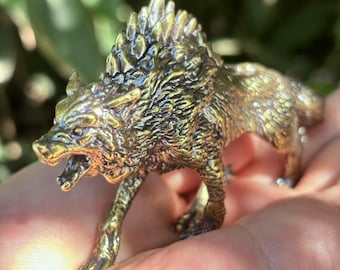Vtgbrasslover Vintage exquisite style brass wolf statue ,animal cute figure decorations paperweight Tea Pet gifts FengShui wealth LX005