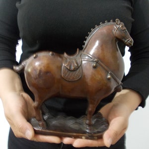 Copper War Horse, Pure Brass Statue of Horse, Brass Sculpture Collectable Table Decor Animal Figurine for Living Room Home Vintage Decor